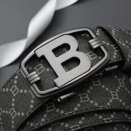 Men's B Letter Automatic Buckle Belt Monogram Print PU Leather Waist Belt for Business Casual Jeans