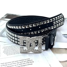 Y2K Luxury Punk Belt for Men and Women - Rivet Design in Black and Silver, High End, Fashionable,and Versatile with Metal Buckle