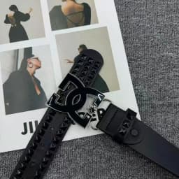 Y2K Luxury Punk Belt for Men and Women - Rivet Design in Black and Silver, High End, Fashionable,and Versatile with Metal Buckle