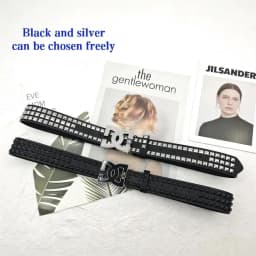 Y2K Luxury Punk Belt for Men and Women - Rivet Design in Black and Silver, High End, Fashionable,and Versatile with Metal Buckle