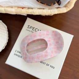 9.5CM Fashion Oval Hollow Hair Claw Clips Women Elegant Marbling PVC Flat Hair Grips Premium Colorful Updo Hair Barrettes