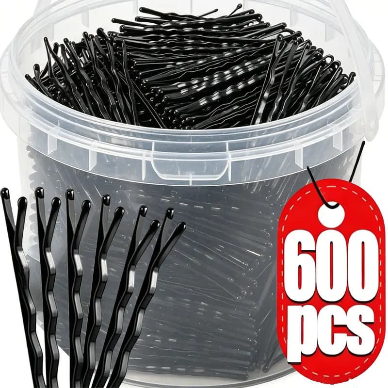 60/600pcs Black Straight Line Hair Clip U-shaped Needle Lady Hairpins Curly Wavy Grips Women Bobby Pins Styling Hair Accessories