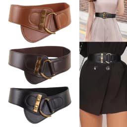 Retro-Style Rivet Buckle Wide Belt, Elastic Design, Lightweight Material, Suitable for Dresses, Coats, Suits, Waist Cinchers, One-Size-Fits-All