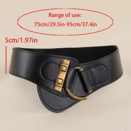 Retro-Style Rivet Buckle Wide Belt, Elastic Design, Lightweight Material, Suitable for Dresses, Coats, Suits, Waist Cinchers, One-Size-Fits-All