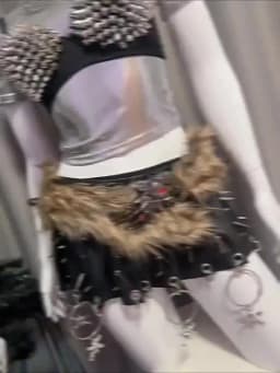 European American Y2K Spicy Girl Belt Subculture Punk Streetwear Rhinestone Skull Hand Claw Belt Faux Fur Waist Accessories