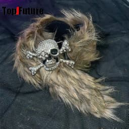 European American Y2K Spicy Girl Belt Subculture Punk Streetwear Rhinestone Skull Hand Claw Belt Faux Fur Waist Accessories
