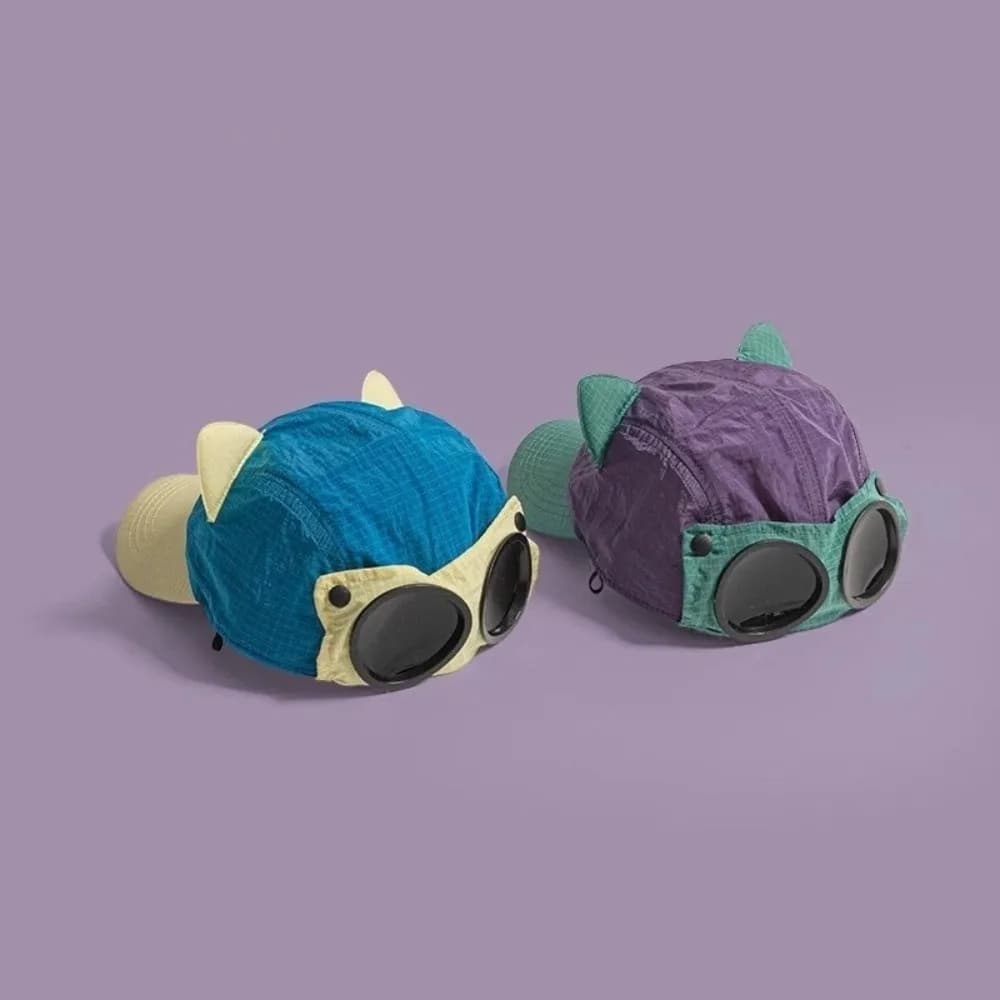 Fashion Cat Ear Sunglasses Pilot Hats Quick-drying Color Matching Baseball Cap Breathable Sun Protection Sunshade Hat Unisex