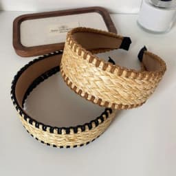 Wide Edge Straw Weave Headband Bohemia Vacation Style Raffia Grass Hairband Woven Korean Style Bohemian Style Hair Hoop Headwear