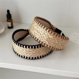 Wide Edge Straw Weave Headband Bohemia Vacation Style Raffia Grass Hairband Woven Korean Style Bohemian Style Hair Hoop Headwear