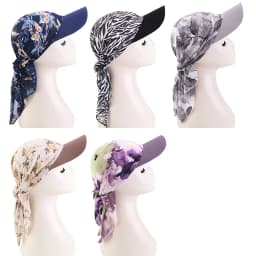 Women Pre-Tied Outdoor Hat sun hat Print Hijab Caps Breathable and lightweight chiffon duck tongue scarf hat Baseball Caps