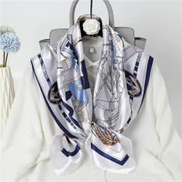 90*90cm Women Square Silk Scarf Luxury Brand Bandana Large Hijab Shawl Neckerchief Print Headband Female Foulard Wraps Scarves