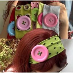 Dopamine Large Button Wave Dot Elasticity Headband Fashion INS Style Elastic Headband Sports Fitness Sweat-absorbent Hairband