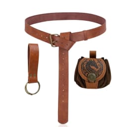 3PCS/1PCS MedievalCosplayLeather Belt Copper Coin Waist Bag Renaissance Dress Steam Belt Role Playing Halloween Belt Set Cosplay