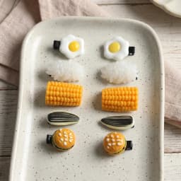 Simulated Food Hair Clips Mini Food Shape Hair Clips Set Rice Egg Corn Snack Style Barrettes Hairpin Headdress Hair Accessories