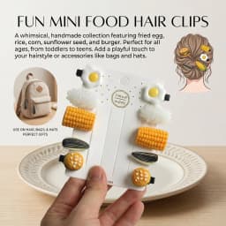 Simulated Food Hair Clips Mini Food Shape Hair Clips Set Rice Egg Corn Snack Style Barrettes Hairpin Headdress Hair Accessories