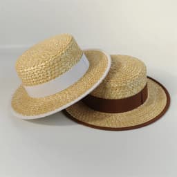 Classic French Straw Boater Hat wheat Women Men Flat Top Sun Cap Summer Beach Vacation Breathable Elegant Ribbon Band Panama Hat