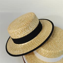 Classic French Straw Boater Hat wheat Women Men Flat Top Sun Cap Summer Beach Vacation Breathable Elegant Ribbon Band Panama Hat