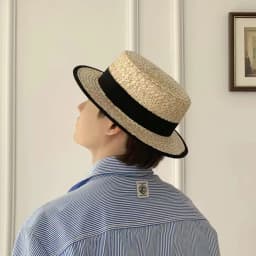 Classic French Straw Boater Hat wheat Women Men Flat Top Sun Cap Summer Beach Vacation Breathable Elegant Ribbon Band Panama Hat