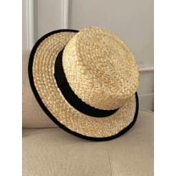 Classic French Straw Boater Hat wheat Women Men Flat Top Sun Cap Summer Beach Vacation Breathable Elegant Ribbon Band Panama Hat