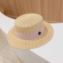 Classic French Straw Boater Hat wheat Women Men Flat Top Sun Cap Summer Beach Vacation Breathable Elegant Ribbon Band Panama Hat