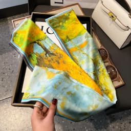 New Women Silk Feel Printed Design Scarf Shawl Fashion Luxury Long Narrow Small Silk Scarves Ladies Headband Headscarve