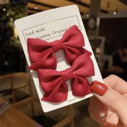 2Pcs Kids Red Bows Hair Clips for Baby Girls Handmade Ribbon Bowknots Hairpins Barrettes New Year Christmas Hair Accessories