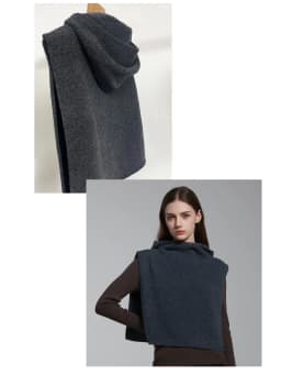 Marino Wool Hooded Neck Warmer Scarf Women Knitted Snood Turtleneck Cowl Shawl