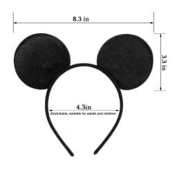 CHuangQi 12pcs Mouse Ears Headband with Bow, Mickey Minnie Ears Headwear for Boy / Girl Birthday Party, Great Party Favors