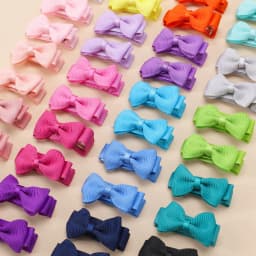BABY BOWS 100Pcs 1.2'' Ribbon Hair Bows Clips for Baby Girls Candy Color Bowknot Hairpins Headwear Toddlers Hair Accessories