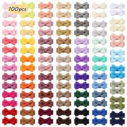 BABY BOWS 100Pcs 1.2'' Ribbon Hair Bows Clips for Baby Girls Candy Color Bowknot Hairpins Headwear Toddlers Hair Accessories