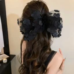1 Pcs Ladies' Hair Clip Sweet Mesh Lace 3D Big Bow Elegant Cute Hair Pins Fashionable Gentle Versatile Hair Accessories For Girl