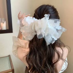 1 Pcs Ladies' Hair Clip Sweet Mesh Lace 3D Big Bow Elegant Cute Hair Pins Fashionable Gentle Versatile Hair Accessories For Girl