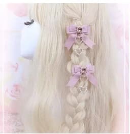 Korean Gothic Lolita Hair Clips Y2K Girl Bobby Pin Harajuku Women Cosplay Bow Jewelry Hairpin Headdress Dual Horsetai Hairgrip