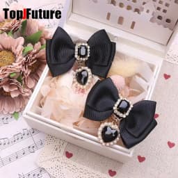 Korean Gothic Lolita Hair Clips Y2K Girl Bobby Pin Harajuku Women Cosplay Bow Jewelry Hairpin Headdress Dual Horsetai Hairgrip