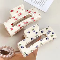 A high-quality fruit cherry flower print, acetate hair claw, fish catcher, half-tie clip, delicate headwear