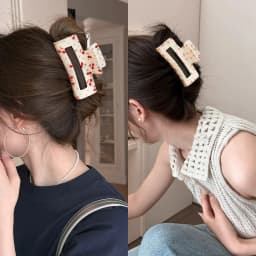 A high-quality fruit cherry flower print, acetate hair claw, fish catcher, half-tie clip, delicate headwear