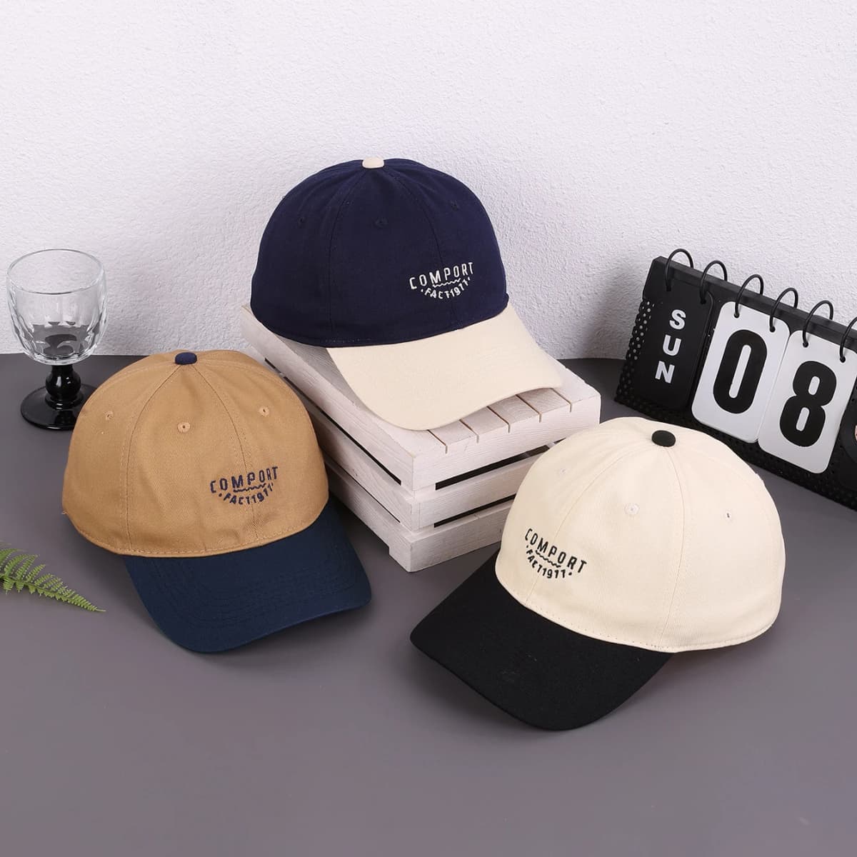 American-Style Retro Splicing Embroidered Letter 1977 Baseball Cap Couple's Daily Versatile Soft-Top Baseball Cap