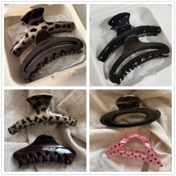 2Pcs Vintage Leopard Print Geometry Dot Large Shark Hair Claw Clip for Women NonSlip Banana Clip Ponytail Clip Hair Accessories