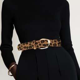 Maikun New Leopard Women's Belt Gold Irregular Alloy Pin Buckle Belt Fashion Versatile PU Belt 3.7cm Width