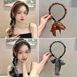 3Pcs Vintage-Inspired Chain & Ribbon Headbands for Women Elegant Hair Accessories Perfect for Braids & Updos Stylish Hair Decor