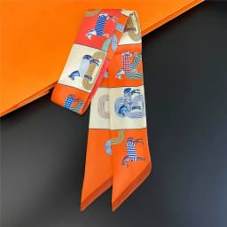 5*90cm Women Horse Printing Long Bag Scarf Brand Silk Foulard Dould-side Ribbon Tie Head Scarves For Ladies