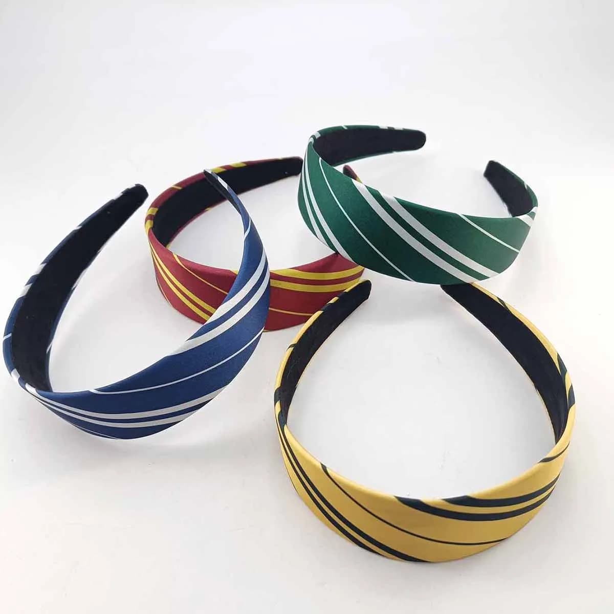 1/4PCS Magic College Wizard Slytherin Costume Cosplay Style Vintage Hair Hoop Striped Girls Silk Headband Accessories