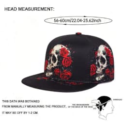 2025 Fashion New Flat brimmed Hat Printed Skeleton Street Skateboarding Hip Hop Hat Outdoor Leisure Sunshade Baseball Hat Unisex
