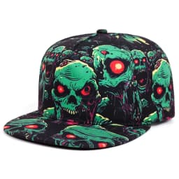 2025 Fashion New Flat brimmed Hat Printed Skeleton Street Skateboarding Hip Hop Hat Outdoor Leisure Sunshade Baseball Hat Unisex