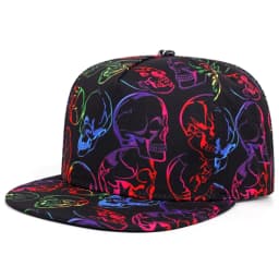 2025 Fashion New Flat brimmed Hat Printed Skeleton Street Skateboarding Hip Hop Hat Outdoor Leisure Sunshade Baseball Hat Unisex