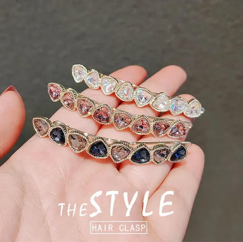 Crystal Rhinestones Row Hair Clips Geometric Woman Side Clip Barrettes Korean Style Fashion Hair Accessories