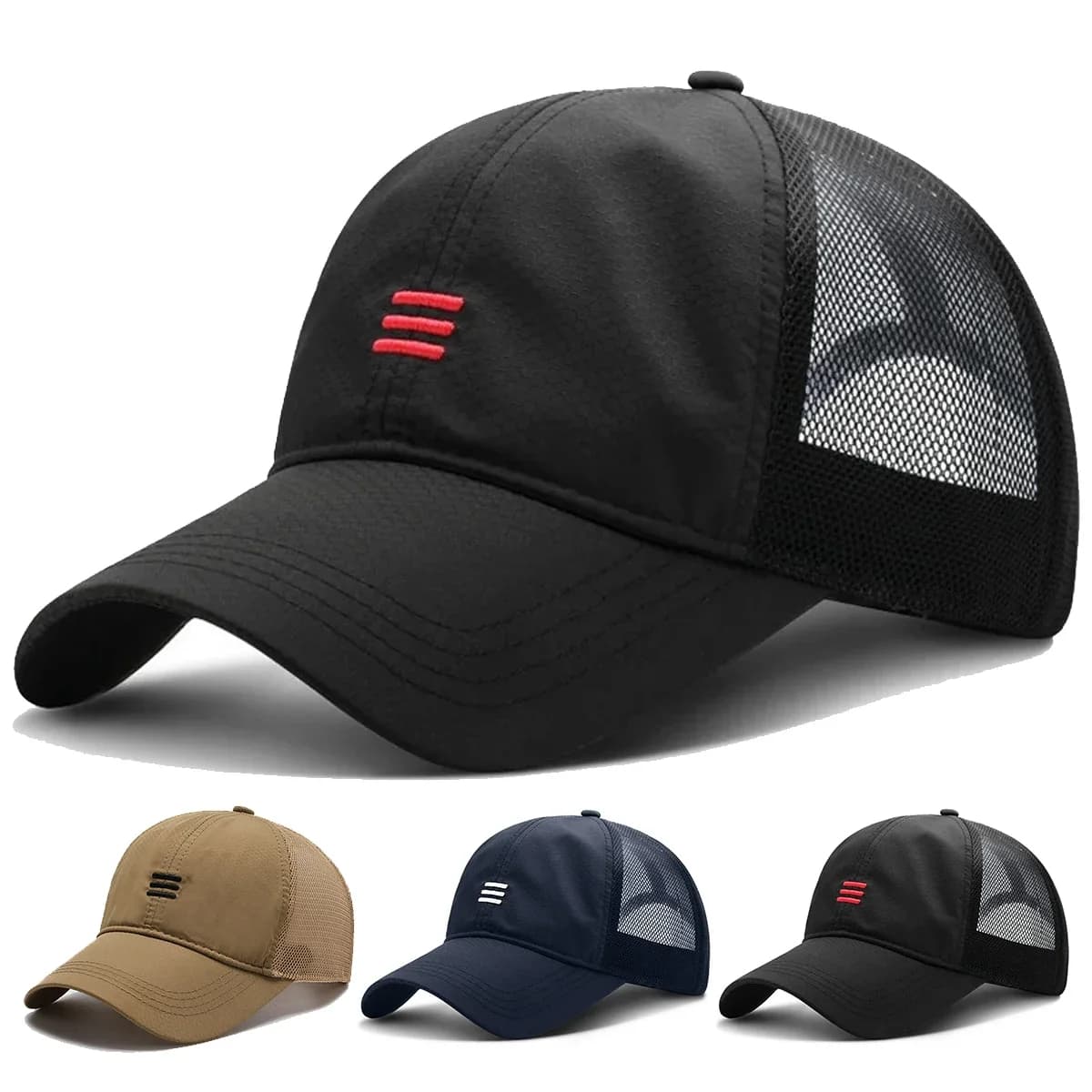 Unisex Three Horizontal Embroidered Quick Drying Baseball Caps Spring Summer Outdoor Adjustable Casual Hats Sunscreen Hat Cap