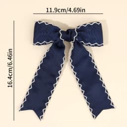 Navy Blue Ribbon Bow Hair Clip Satin Fabric Hairpin Elegant Hair Accessory For Women Girls Sweet Party Daily Headdress Headwear