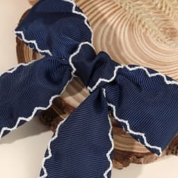 Navy Blue Ribbon Bow Hair Clip Satin Fabric Hairpin Elegant Hair Accessory For Women Girls Sweet Party Daily Headdress Headwear