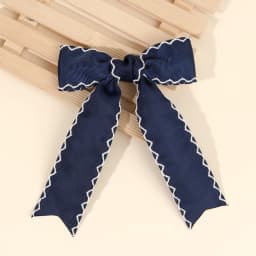 Navy Blue Ribbon Bow Hair Clip Satin Fabric Hairpin Elegant Hair Accessory For Women Girls Sweet Party Daily Headdress Headwear